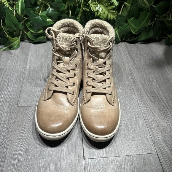 Taos Respect Womens Size 9 Taupe Leather Mid Zip Up Casual Hiking, Sneakers - Picture 2 of 10